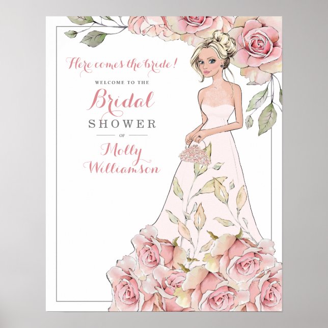 Pink Rose Bridge Brautparty Willkommenspender Poster (Vorne)