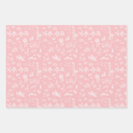 Pink Rose Charleston Toile Wrapping Paper Geschenkpapier Set