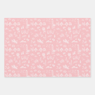 Pink Rose Charleston Toile Wrapping Paper Geschenkpapier Set