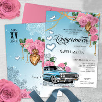 Pink Rose Classic Blue Lowrider Chola Quinceanera