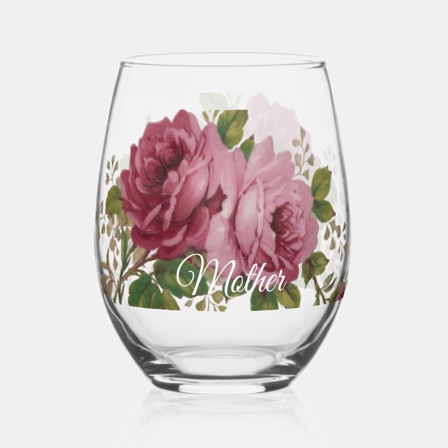 Pink Rose Elegance Drinkware Set Weinglas Ohne Stiel (Vorderseite)