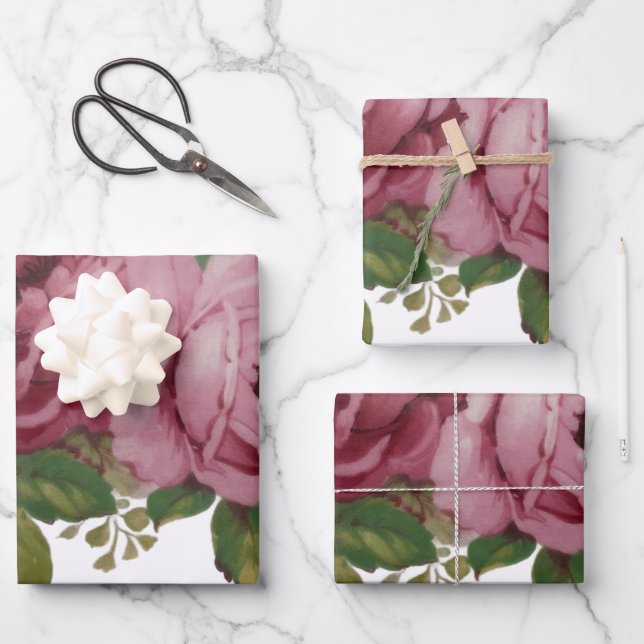 Pink Rose Elegance  Geschenkpapier Set (Vorderseite)