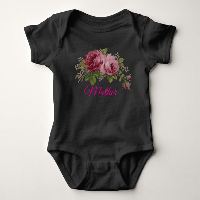 Pink Rose Eleganz  Baby Strampler (Vorderseite)