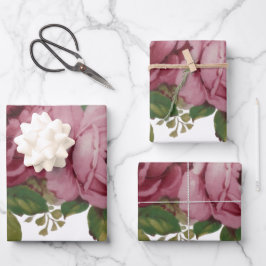Pink Rose Eleganz Geschenkpapier Set