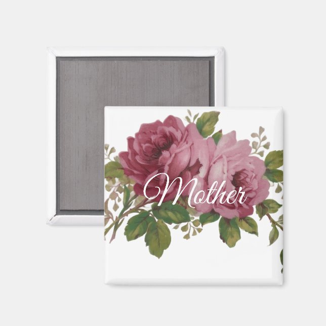 Pink Rose Eleganz  Magnet (Vorderseite/Rückseite)