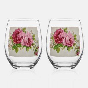 Pink Rose Eleganz  Weinglas Ohne Stiel