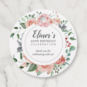 Pink Rose Floral 80. Geburtstag Vielen Dank Geschenkanhänger