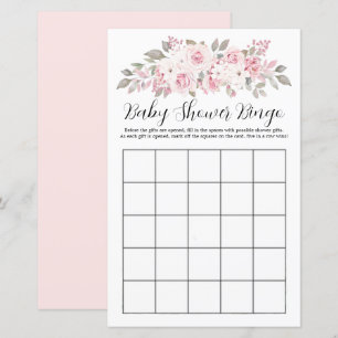 Pink Rose Floral Baby Dusche Bingo Spiel