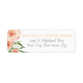 Pink Rose Floral Bridal Shower Return Address