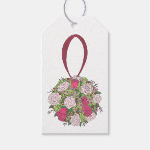 Pink Rose Floral Bride Bridesmaid Wedding Bouquet Geschenkanhänger