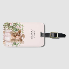 Pink Rose Floral Fence Cowgirl Gepäckanhänger