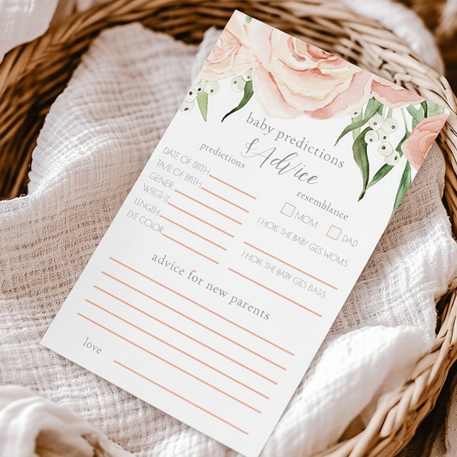 Pink Rose Floral Girl Baby Shower Prediction Game (Von Creator hochgeladen)