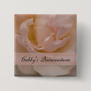 Pink Rose Floral Quinceañera Button
