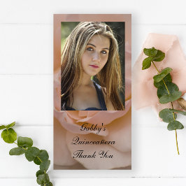 Pink Rose Floral Quinceañera Danke Foto-Karte
