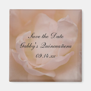 Pink Rose Floral Quinceñera Save the Date Magnet