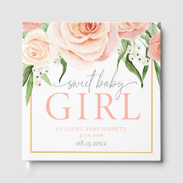 Pink Rose Floral Sweet Baby Girl Baby Shower Gästebuch