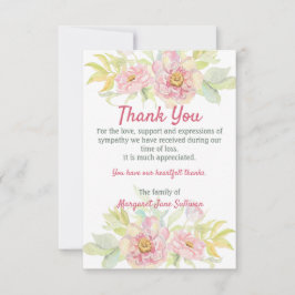 Pink Rose Floral Vielen Dank für Ihr Beileid Dankeskarte