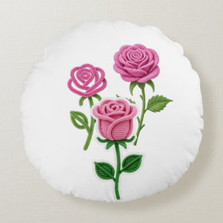 Pink Rose Flower Botanist Pipe Cleaner Flower  Rundes Kissen