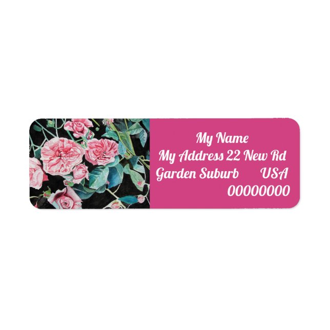 Pink Rose Flower Floral Return Address Labels (Vorne)