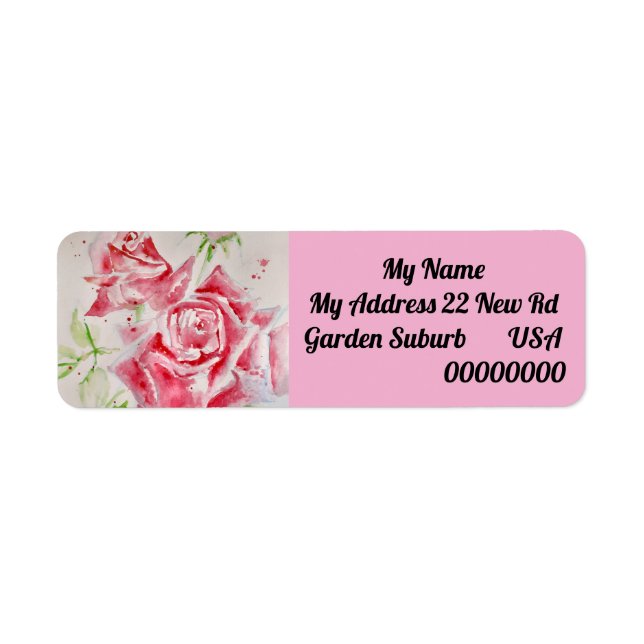 Pink Rose Flower Floral Return Address Labels (Vorne)