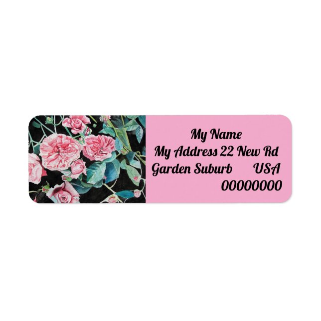 Pink Rose Flower Floral Return Address Labels (Vorne)