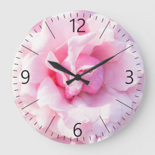 Pink rose flower große wanduhr