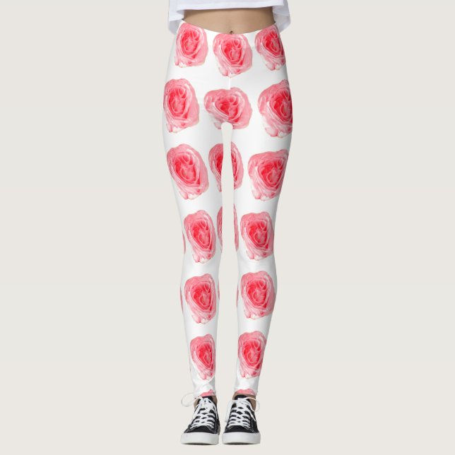 Pink Rose Flower Leggings (Vorderseite)