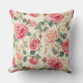 Pink Rose Flowers Pattern, Beautiful, Elegant Kissen