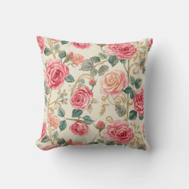 Pink Rose Flowers Pattern, Beautiful, Elegant Kissen