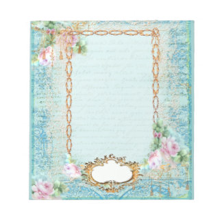 Pink Rose Französisch Script und Spitzen Notizblock