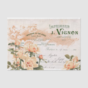 Pink Rose Französisch Script Vintage Rechnung Ents Seidenpapier