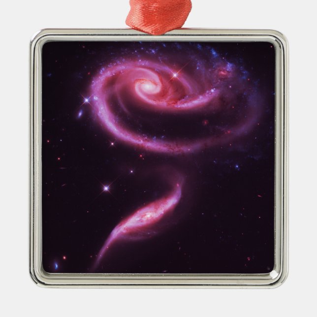 Pink Rose Galaxies Ornament Aus Metall (Vorne)