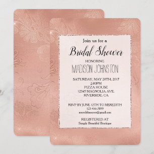 Pink Rose Glam Lace Wedding Einladung