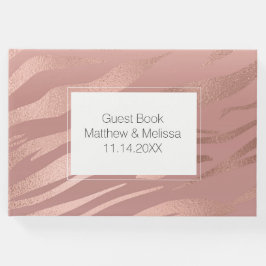 Pink Rose Glam Zebra Animal Wedding Gästebuch