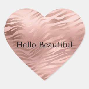 Pink Rose Glam Zebra Herz-Aufkleber