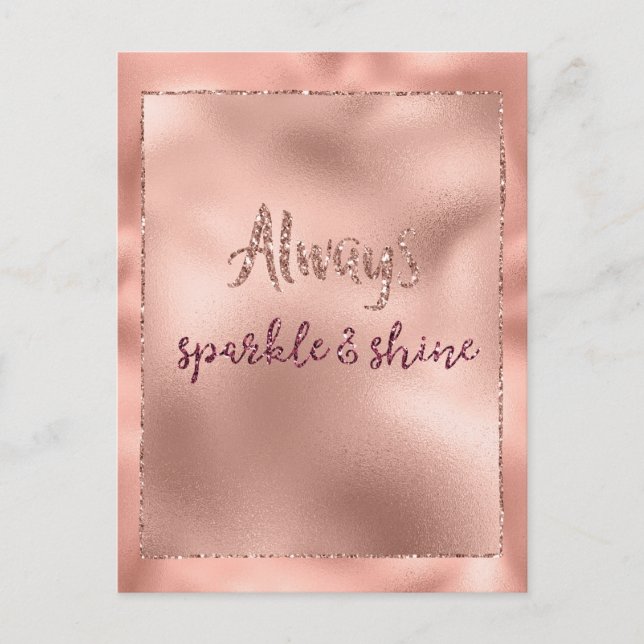 Pink Rose Glitzy Glam Sparkle Postkarte (Vorderseite)