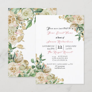 Pink Rose Gold Champaigne Floral Geburtstag Bridal Einladung