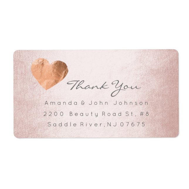 Pink Rose Gold Foil Herzschlag Stroke Danke (Vorne)