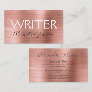 Pink & Rose Gold Foil Writer oder Author Visitenkarte