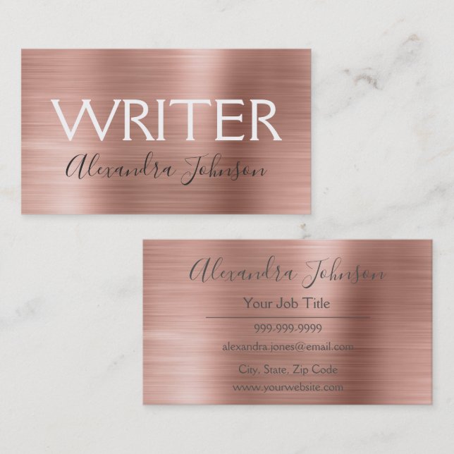 Pink & Rose Gold Foil Writer oder Author Visitenkarte (Vorne/Hinten)