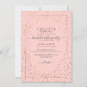 Pink Rose Gold Glitzer Confetti Bachelorette Einladung