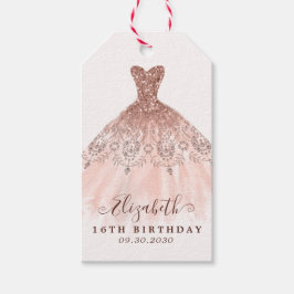 Pink Rose Gold Glitzer Kleid Geburtstag Vielen Dan Geschenkanhänger