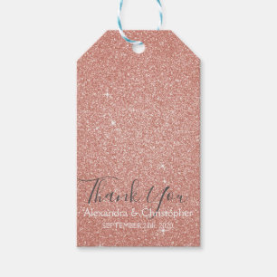 Pink Rose Gold Glitzer und Sparkle Vielen Dank Geschenkanhänger