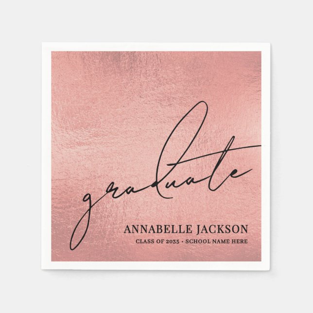 Pink Rose Gold Graduation Serviette (Vorderseite)