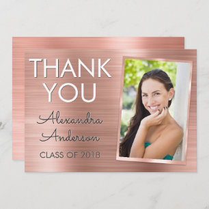 Pink Rose Gold Metallic Abschluss Vielen Dank Einladung