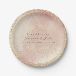 Pink Rose Gold Metallic Blumenkraut Wedding Glas Pappteller
