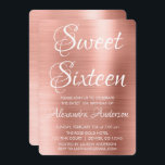 Pink Rose Gold Modern 16 . Geburtstag Geburtstagsp Einladung<br><div class="desc">Rosa Rosa - Rose Gold Elegant und moderne 16 . Geburtstag Metallic Brushed Metal Party Einladung. Diese Einladung ist perfekt für eine Dusty Pink Rose Gold Sweet 16 Geburtstagsparty,  die in Pink Rose Gold feiern möchte. Matching-Elemente können angefordert werden,  indem Sie den Designer kontaktieren.</div>
