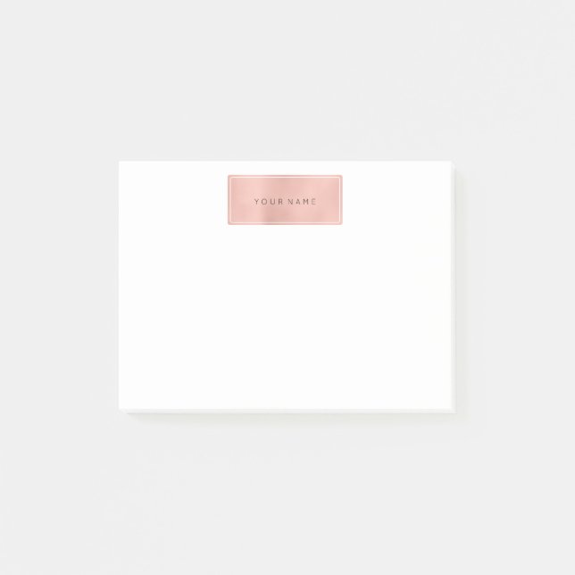 Pink Rose Gold Powder Rectangle Luxus Post-it Klebezettel (Vorderseite)