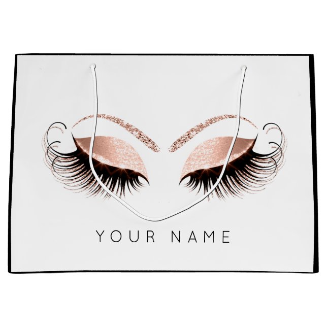Pink Rose Gold Schwarz-weiß Gefallen Eyes Lashes Große Geschenktüte (Vorderseite)
