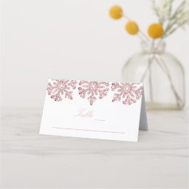 Pink Rose Gold Snowflakes Winter Sweet Sixteen Platzkarte